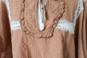 Rope Picnic Summer Blouse Top - Kaftan Sleeves 38  - Fit L / UK 14