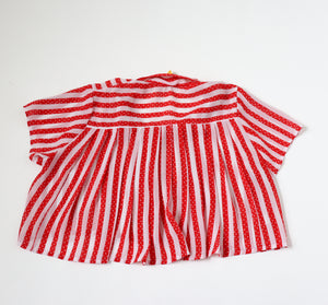 Cropped  Striped Shirt - Red / White Spotted - Fit S / M - UK 10 / 12