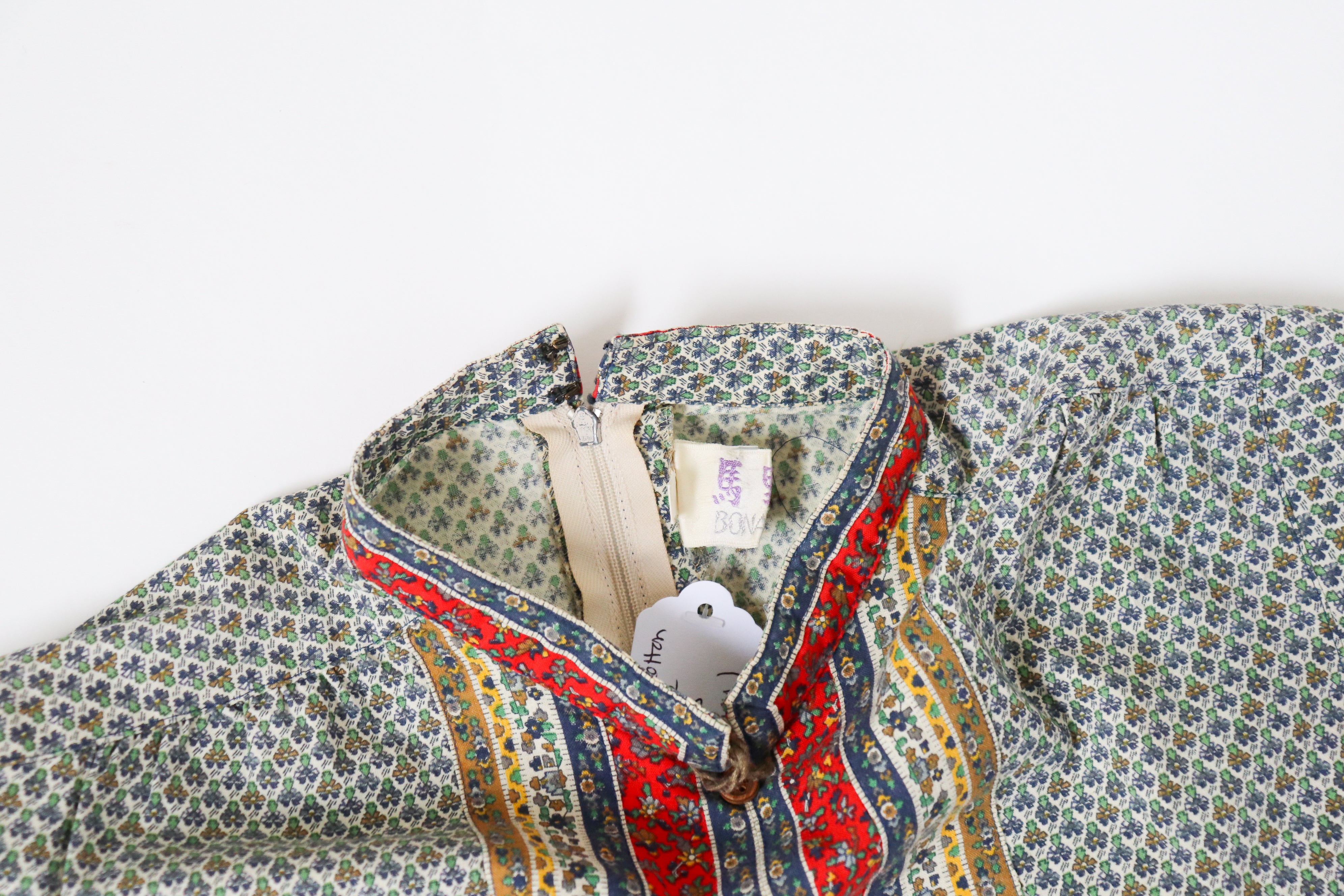 Vintage Cotton Peasant Blouse / Skirt Suit - Patterned - Fit XXS / UK 6 / 8