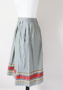 Vintage Cotton Peasant Blouse / Skirt Suit - Patterned - Fit XXS / UK 6 / 8