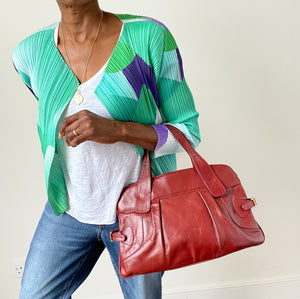 Vintage Brown FAUX Leather tote bag - 1980s - Medium