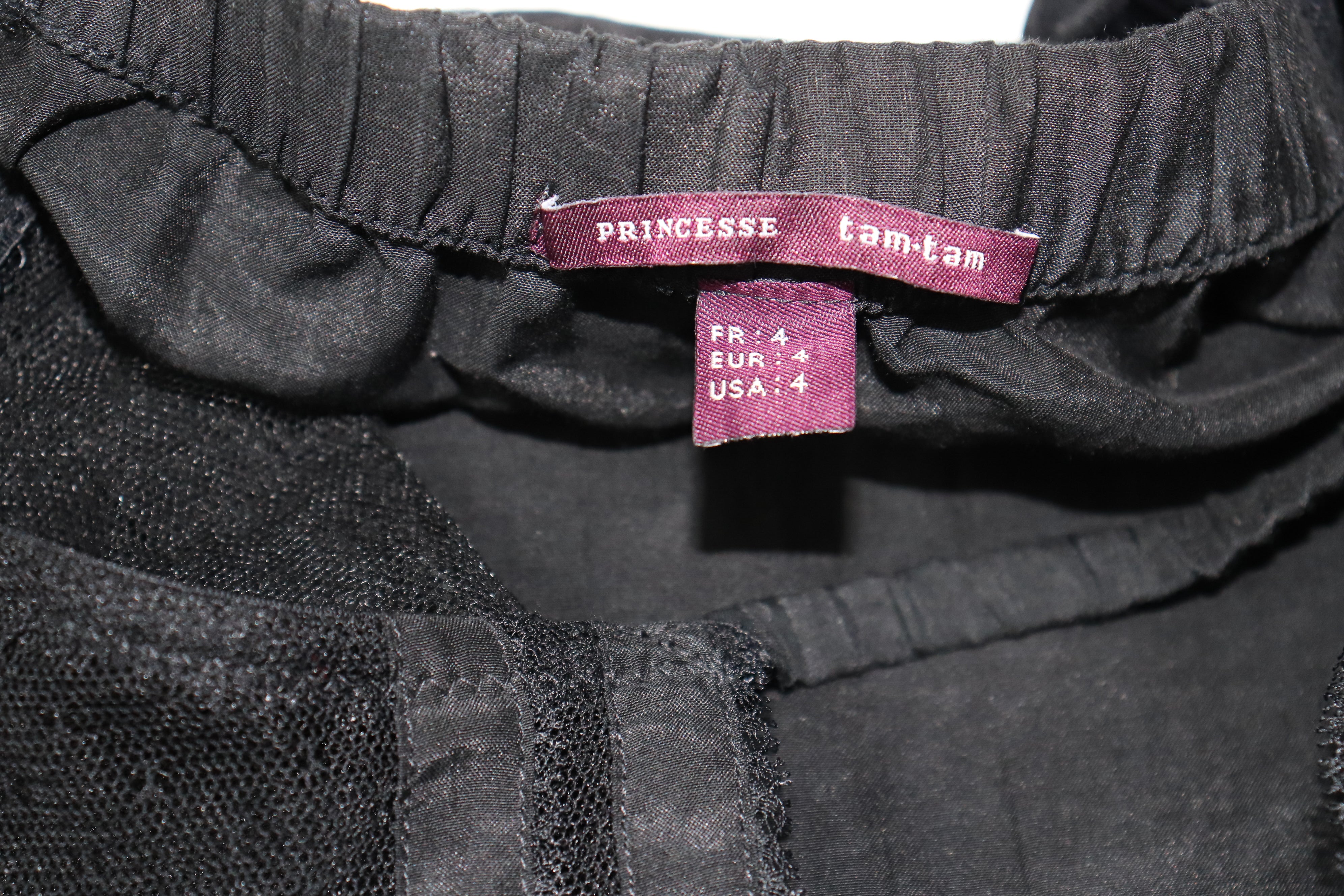 Princesse Tam Tam Black Cami Camisole Vintage Y2K - Cotton / Silk- Fit M / UK 12