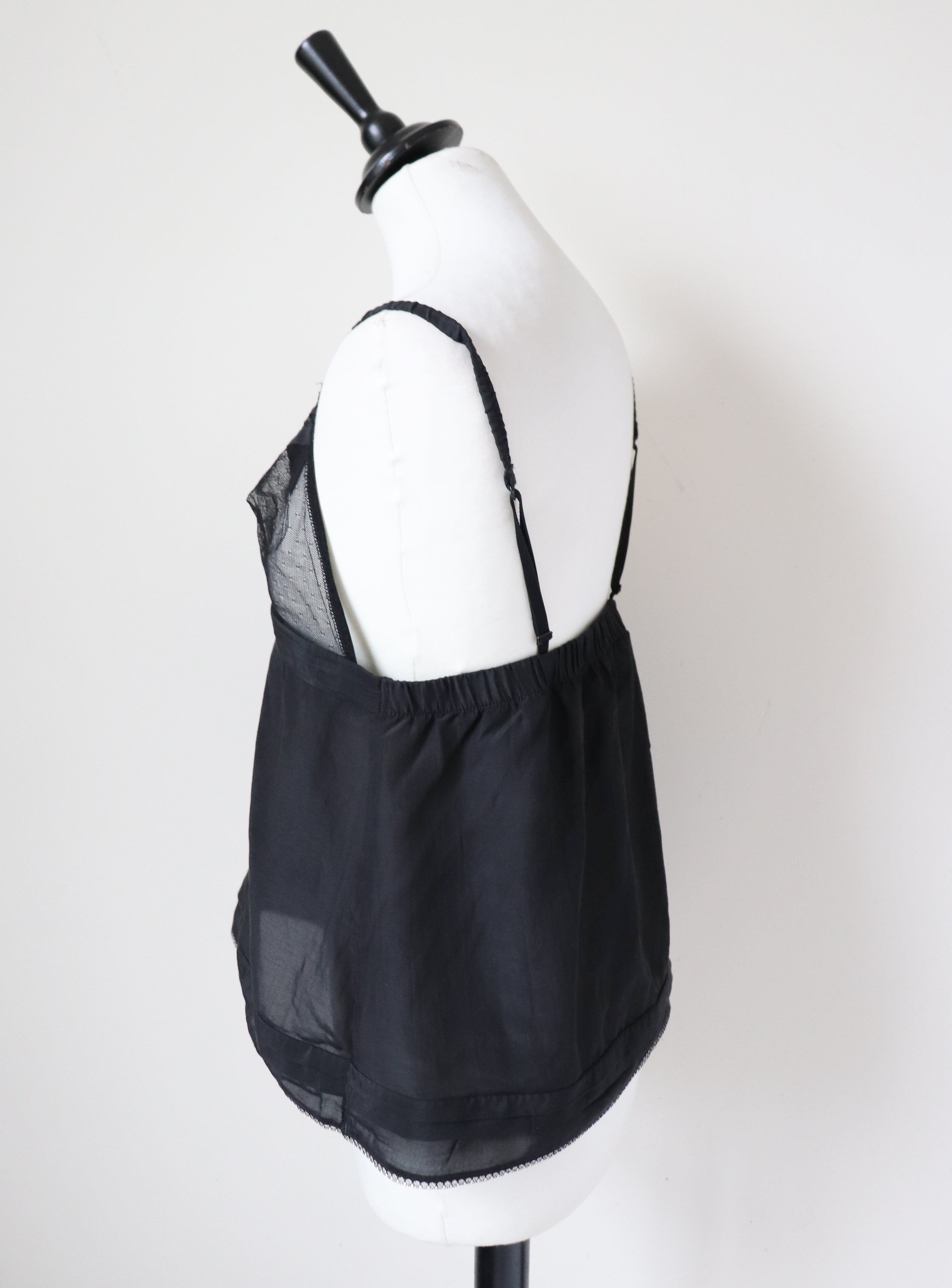 Princesse Tam Tam Black Cami Camisole Vintage Y2K - Cotton / Silk- Fit M / UK 12