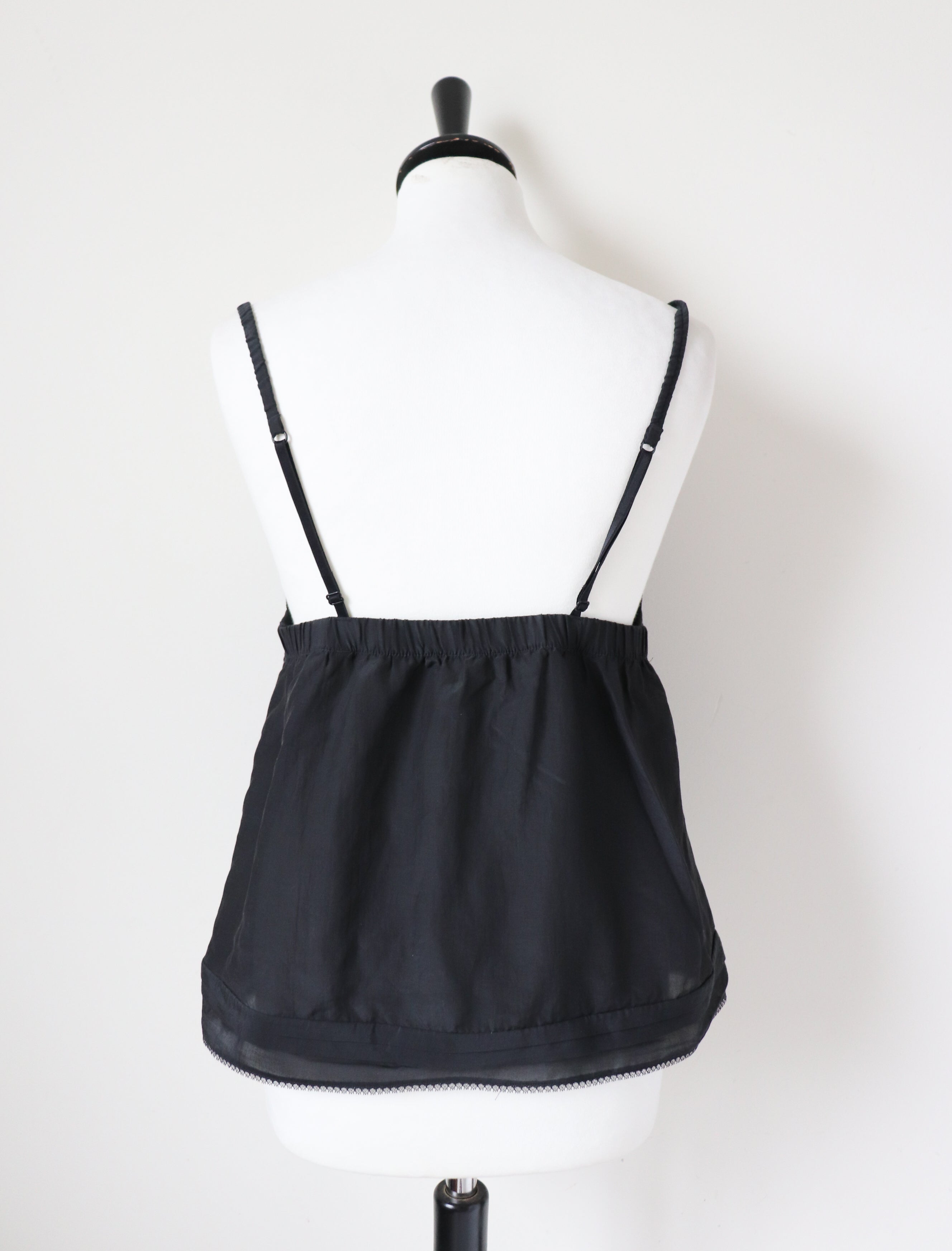 Princesse Tam Tam Black Cami Camisole Vintage Y2K - Cotton / Silk- Fit M / UK 12