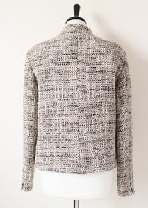 Boucle Tweed Jacket - Wool  Blend - Cream / Brown - M / UK 12