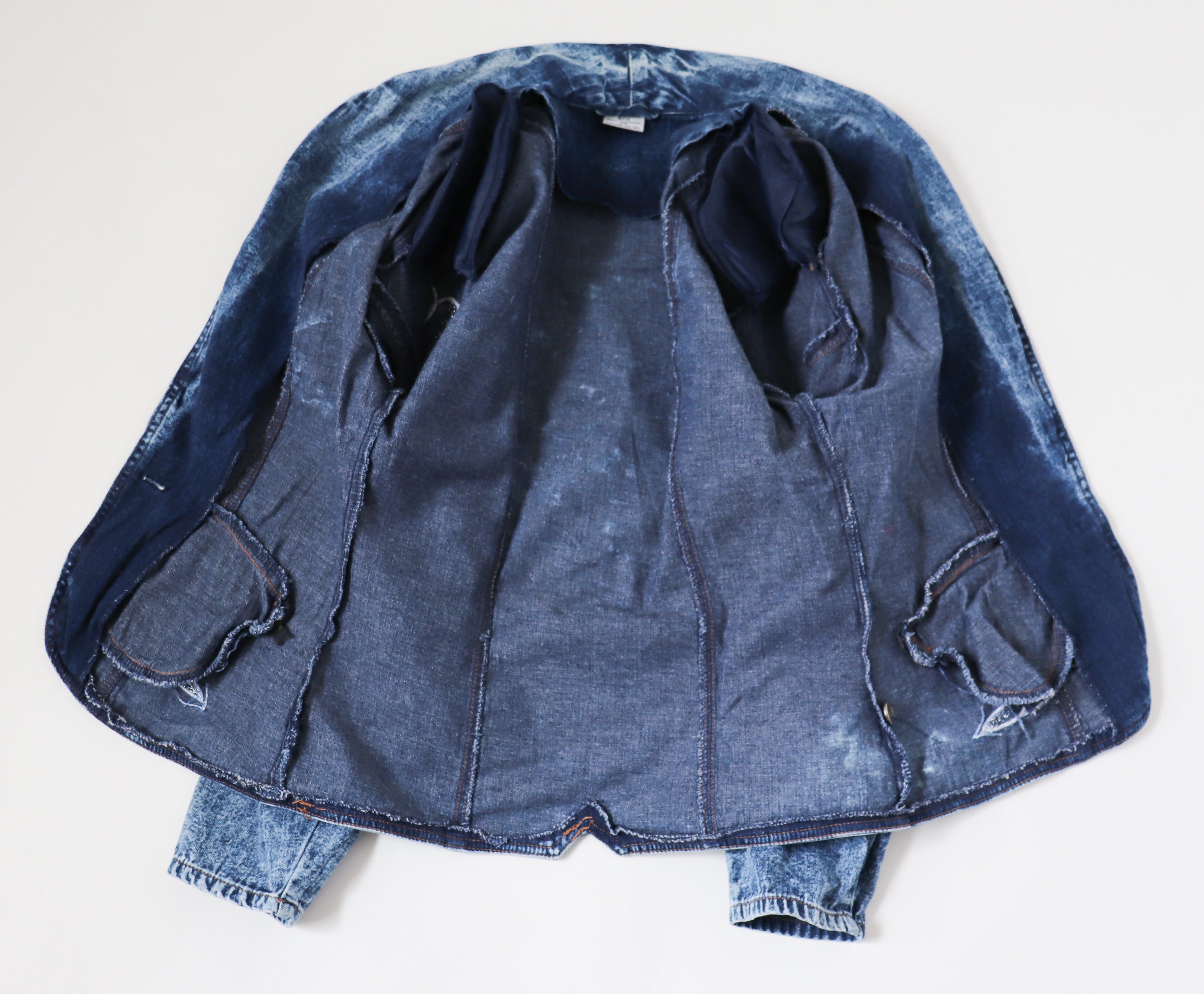Vintage Blue Stonewash Denim Jacket - 1980s Fitted - Cotton - S / UK 10