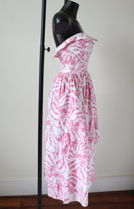 Strapless Cotton Prom Dress - Vintage 1980s - Pink - S G Gilbert - UK 4 XXXS