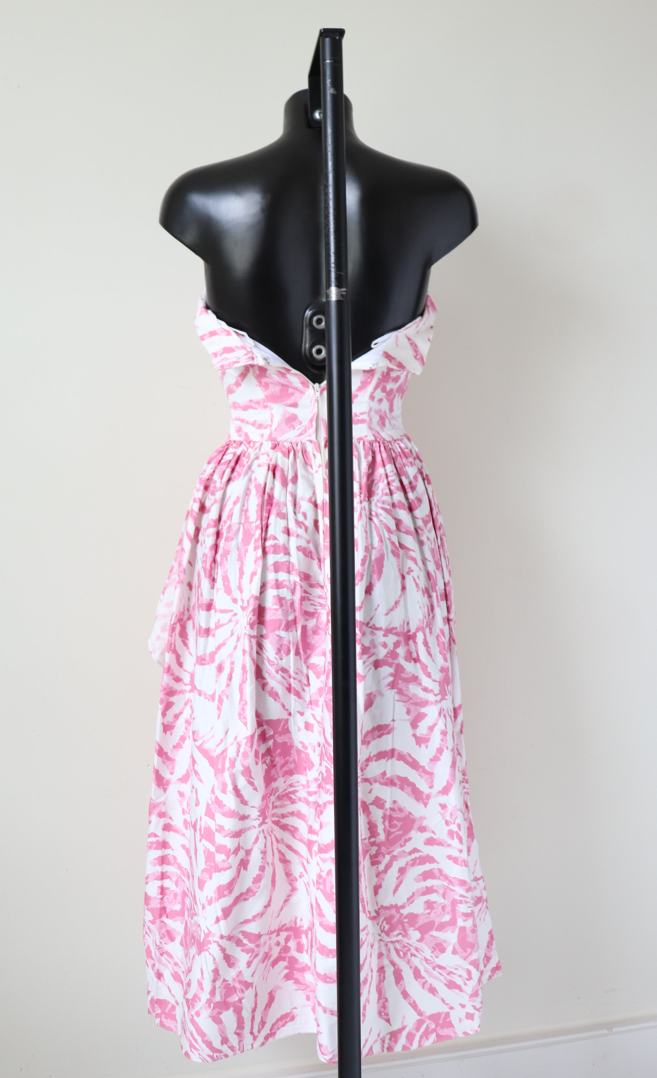 Strapless Cotton Prom Dress - Vintage 1980s - Pink - S G Gilbert - UK 4 XXXS