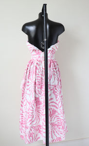 Strapless Cotton Prom Dress - Vintage 1980s - Pink - S G Gilbert - UK 4 XXXS