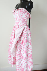 Strapless Cotton Prom Dress - Vintage 1980s - Pink - S G Gilbert - UK 4 XXXS