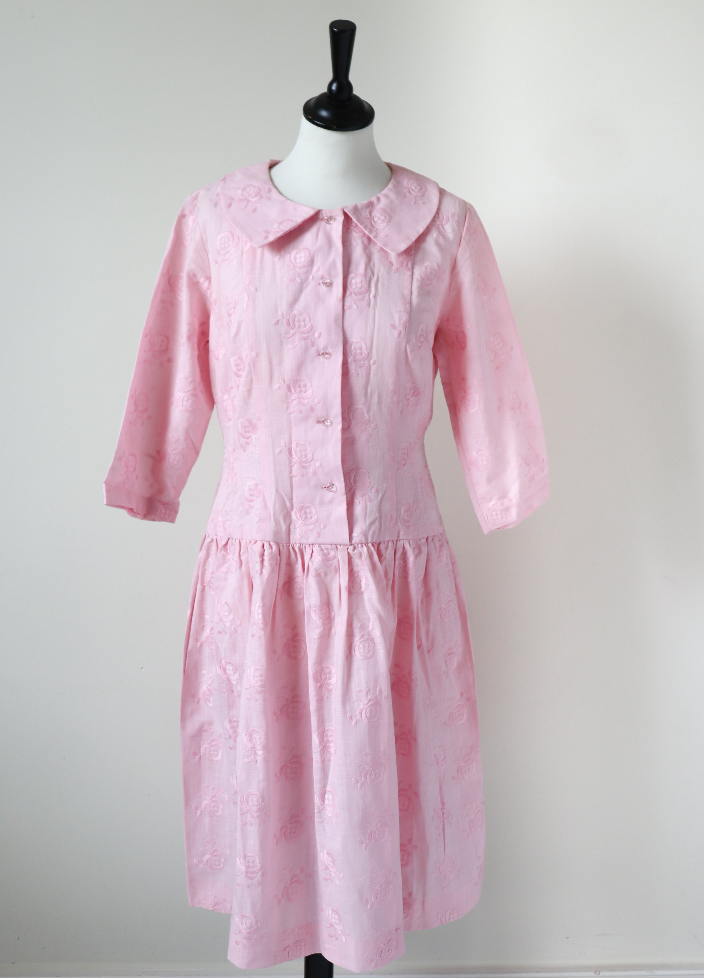 Vintage Summer Tea Dress - 1950s / 1960s  - Huco - Pink - XS / UK 8
