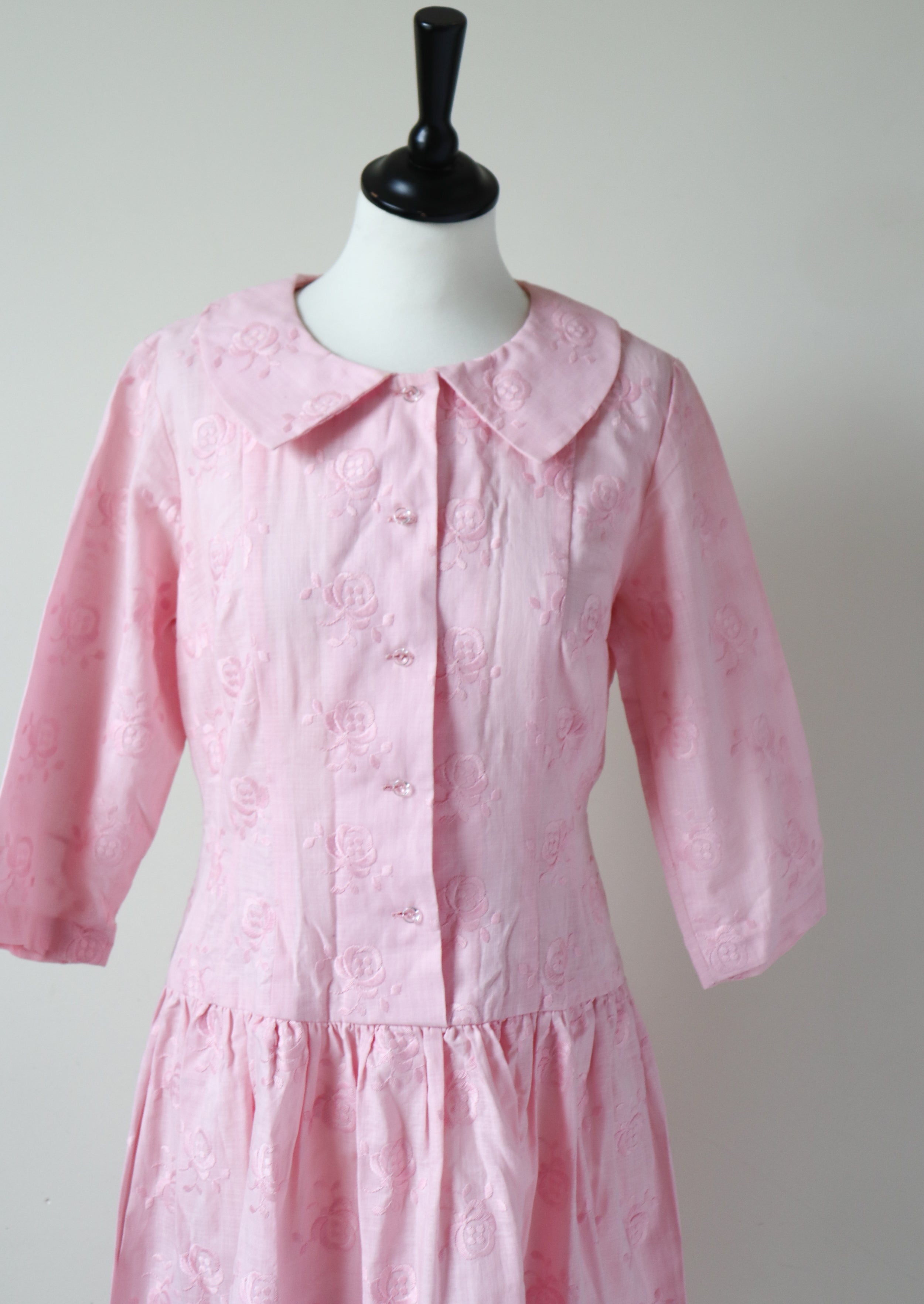 Vintage Summer Tea Dress - 1950s / 1960s  - Huco - Pink - XS / UK 8