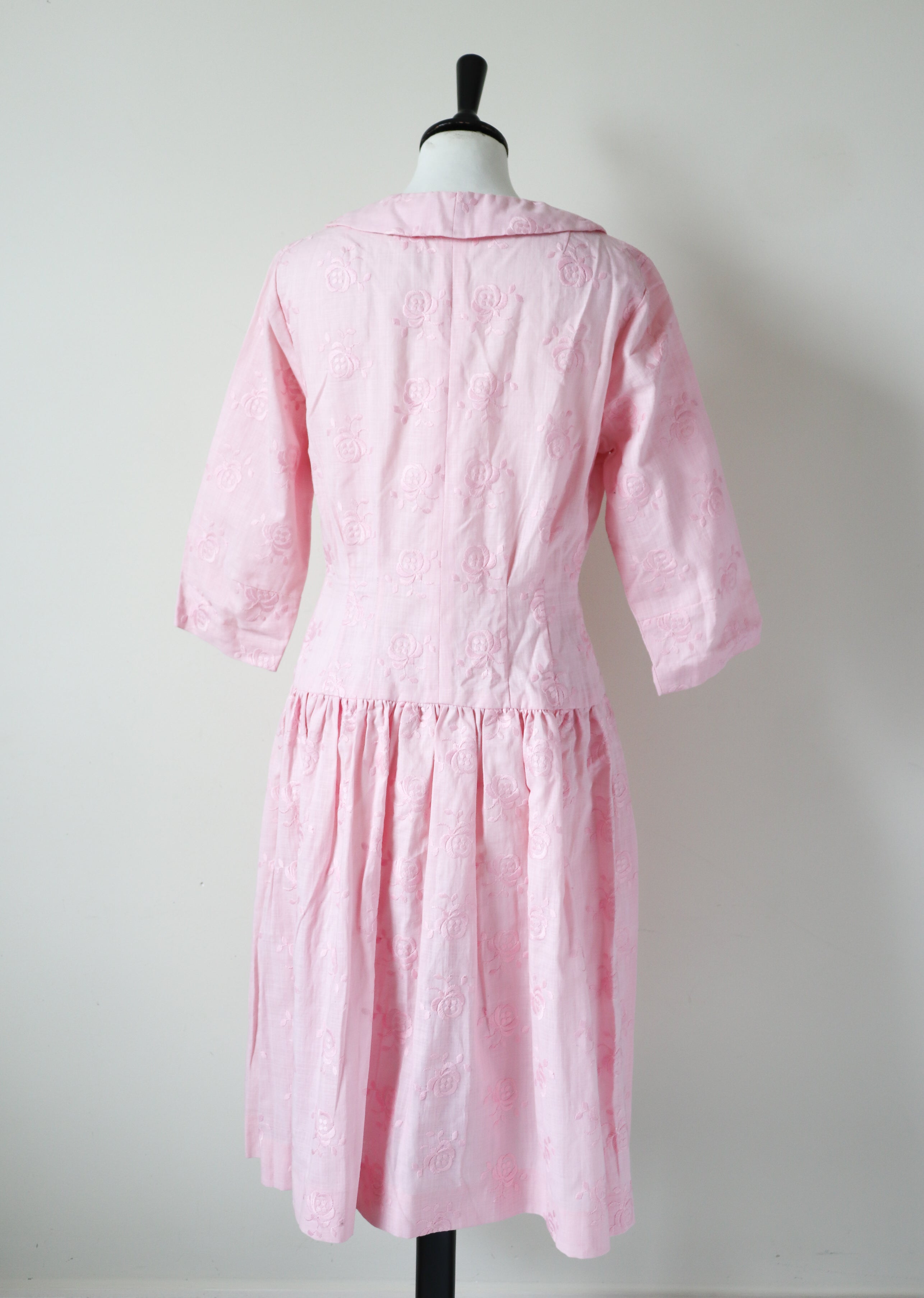 Vintage Summer Tea Dress - 1950s / 1960s  - Huco - Pink - XS / UK 8