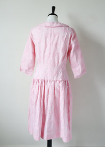 Vintage Summer Tea Dress - 1950s / 1960s  - Huco - Pink - XS / UK 8