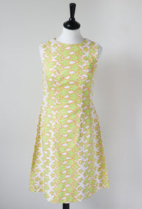1960s Vintage Shift Dress - Fitted - Green Ivy Print - XS / UK 8