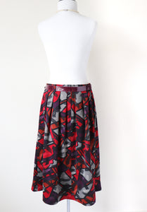 Cubist Art Patterned Vintage Belted Skirt - Multicolours - 1980s - M /  UK 12