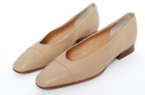 Quilted To Cap Pumps Shoes Cream Leather VIA ROMA - Narrow 39
