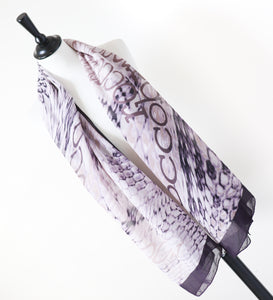 Roccobarocco Chiffon Silk Scarf - Animal Print - Dark Damson Purple  -  Long