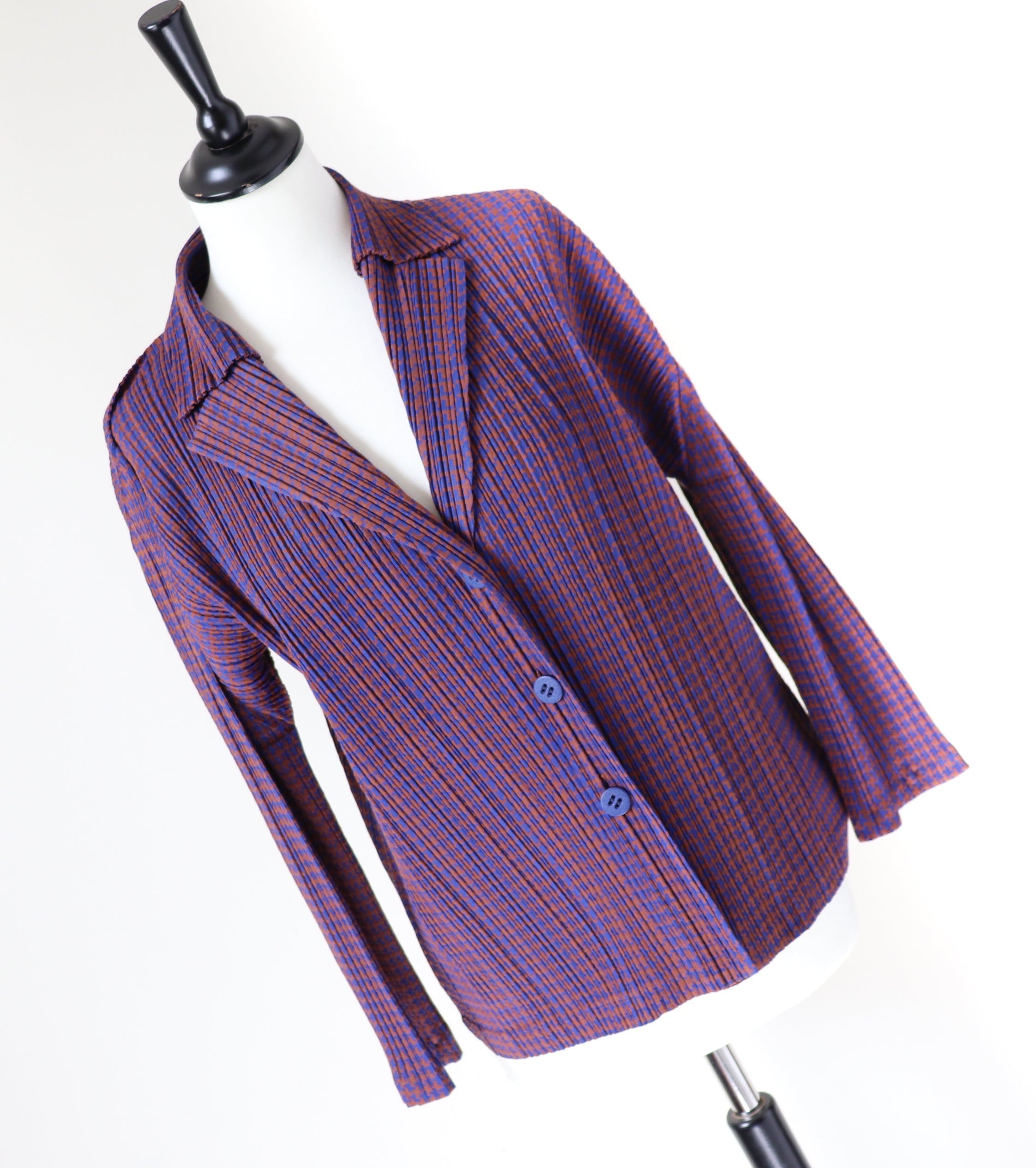 Issey Miyake Pleats Please Cardigan - Ramie Check - JPN 3 (Fit S / M)