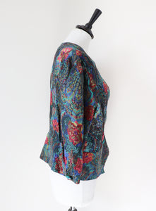 Paisley Silk Cardigan Jacket - Vintage - Josephine Desy - M / UK 12