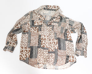 Scarf Baroque Print Silk Shirt - Beige -  M / L - UK 12 / 14