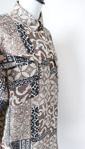 Scarf Baroque Print Silk Shirt - Beige -  M / L - UK 12 / 14