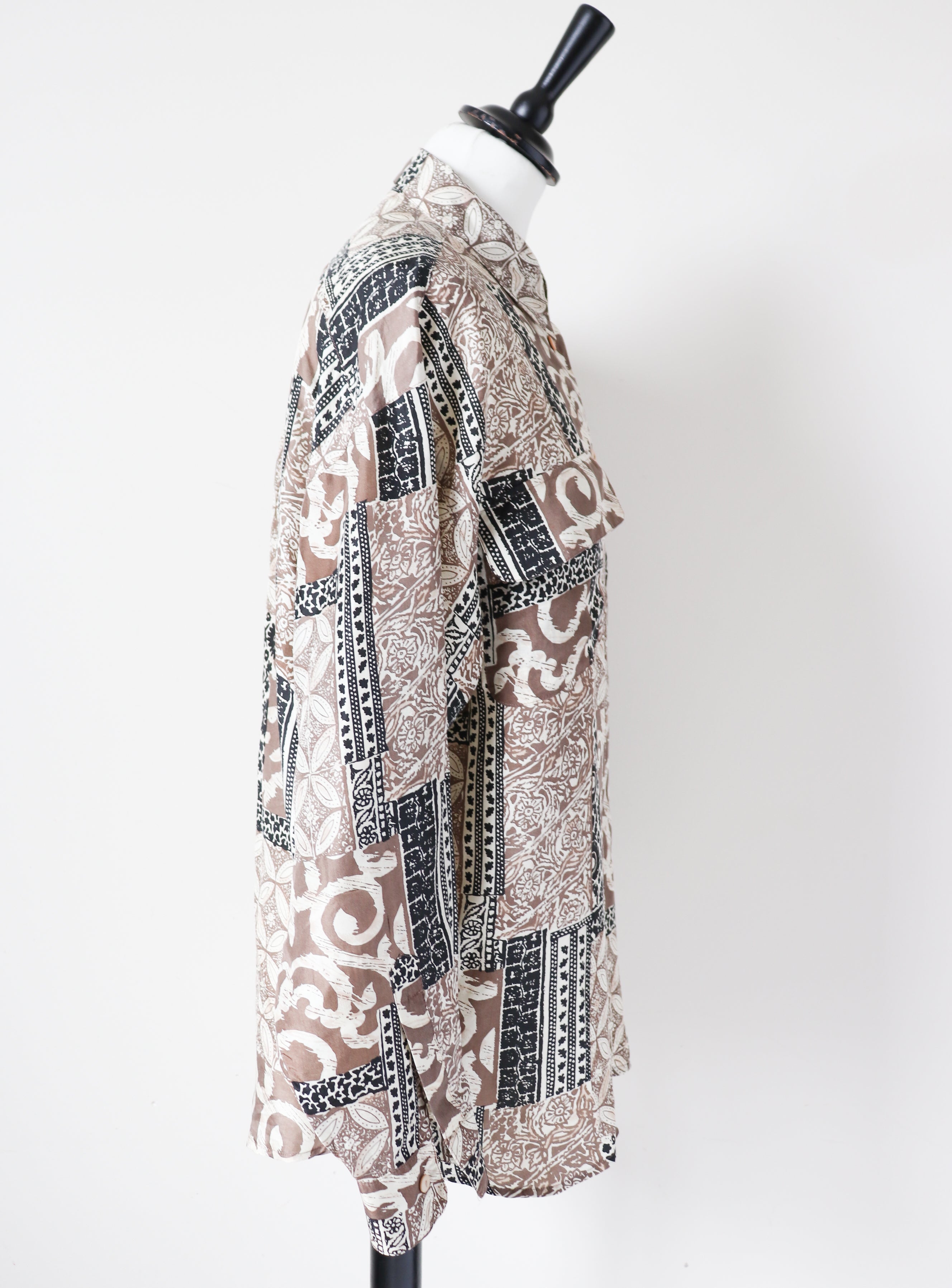 Scarf Baroque Print Silk Shirt - Beige -  M / L - UK 12 / 14