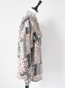 Scarf Baroque Print Silk Shirt - Beige -  M / L - UK 12 / 14