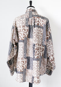 Scarf Baroque Print Silk Shirt - Beige -  M / L - UK 12 / 14