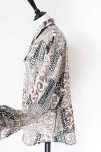 Scarf Baroque Print Silk Shirt - Beige -  M / L - UK 12 / 14