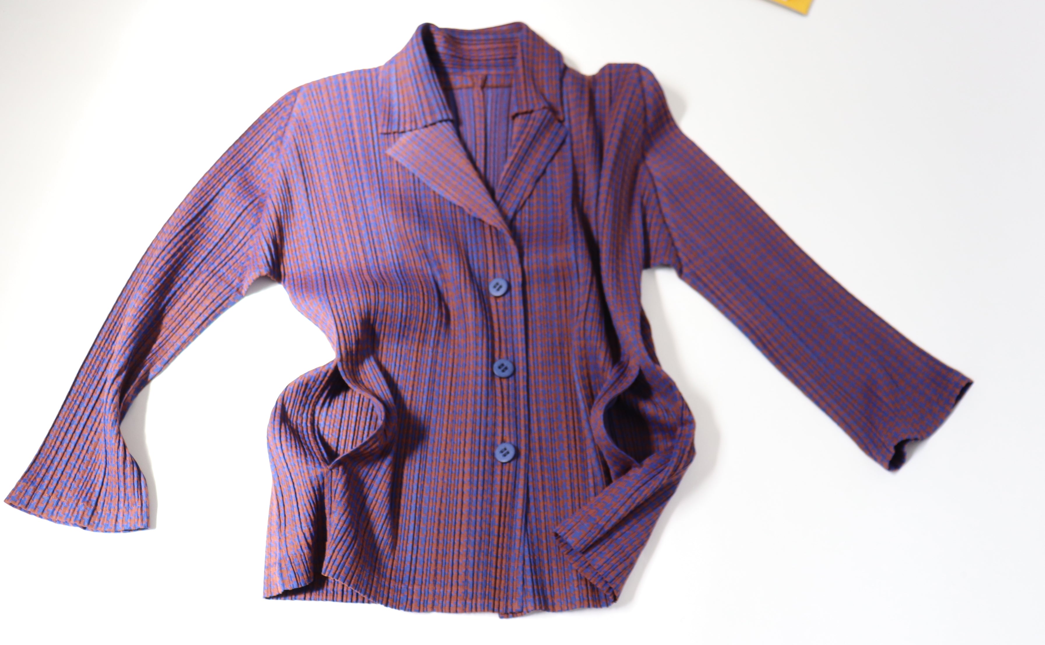 Issey Miyake Pleats Please Cardigan - Ramie Check - JPN 3 (Fit S / M)