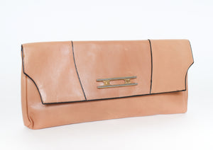 Vintage clutch bag - 1980s - LONG - Caramel Brown - Medium