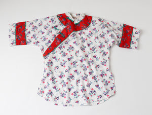 Cotton Cheongsam Blouse / Kimono - Short Sleeves  - Chocolate - Fit M / UK 12