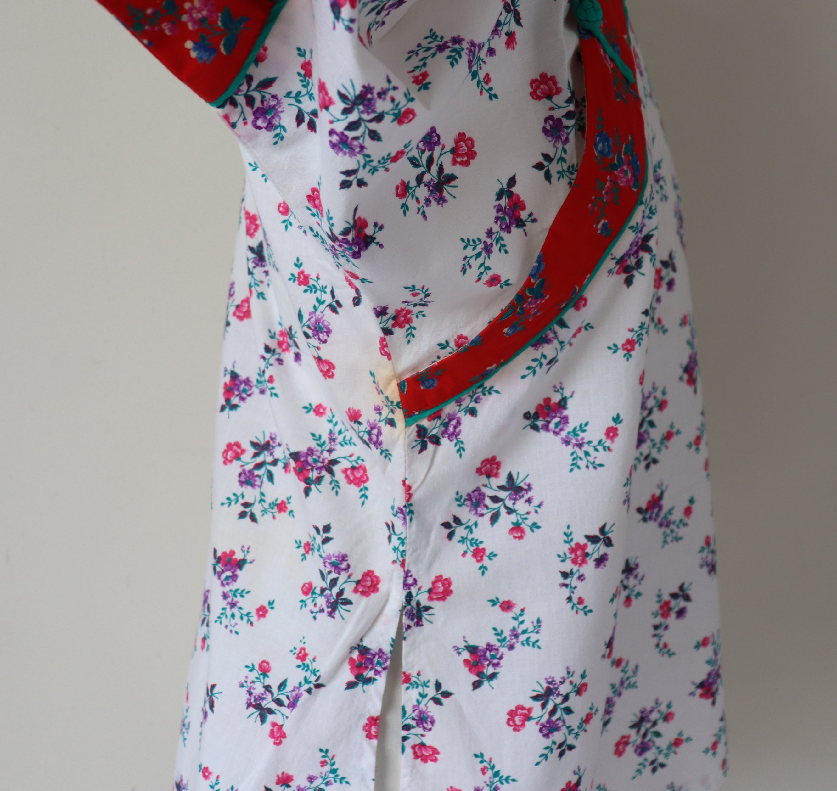 Cotton Cheongsam Blouse / Kimono - Short Sleeves  - Chocolate - Fit M / UK 12