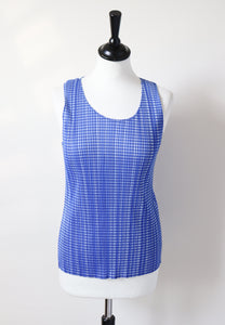 Issey Miyake Pleats Please Vest Top - Blue - Checked - UK 10 / 12 / JPN F