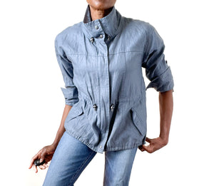 Jaeger Linen Anorak Jacket - 2-way Sleeves - Spring / Summer - S / UK 10-12