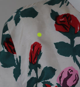 Susan Crofts Silk Jacket - Schiaparelli Style Roses Print -Vintage - S / UK 10