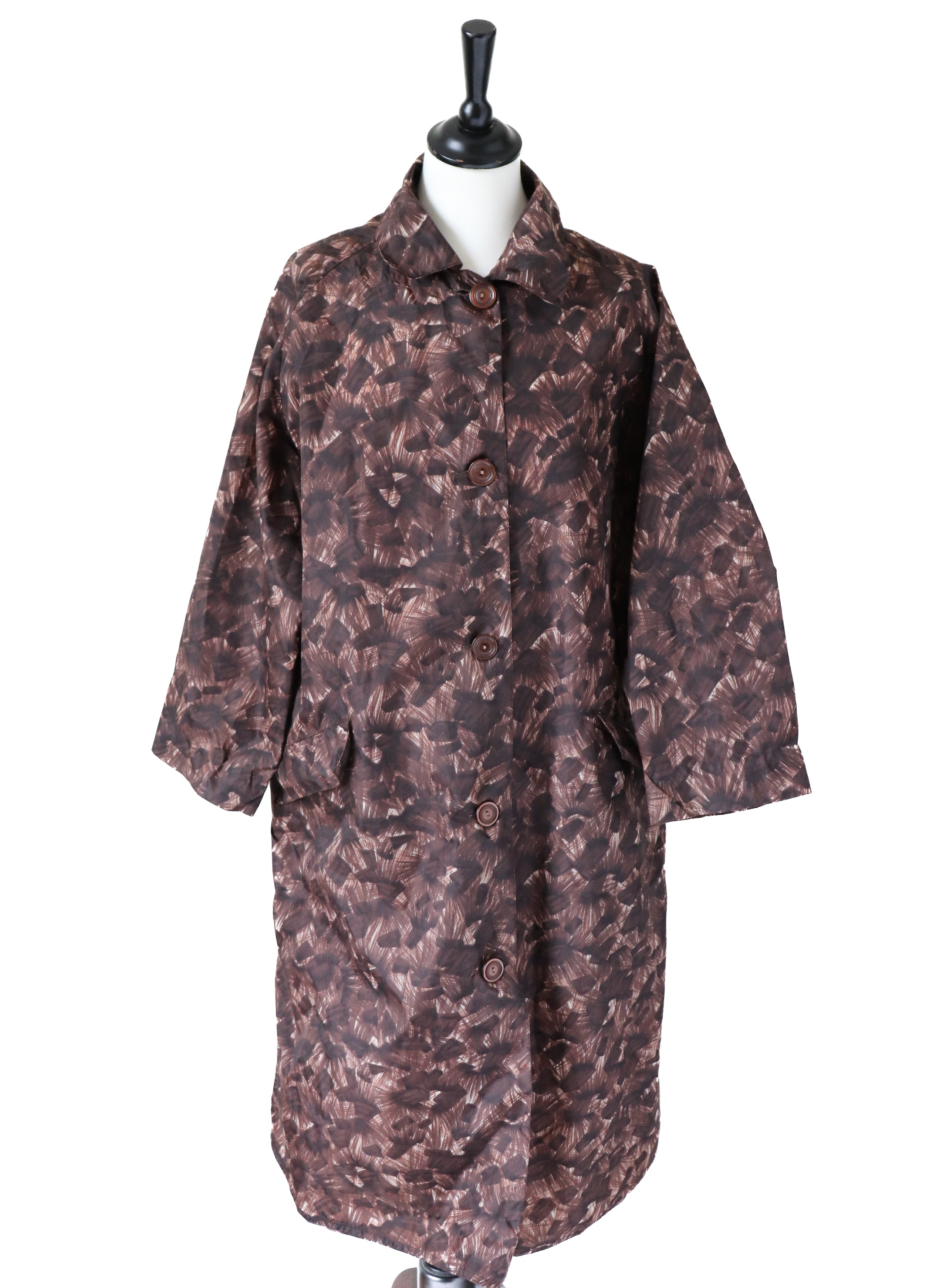 Vintage 1950s Raincoat / Mac Coat / Brushstroke Print - M / UK 12 - Rare