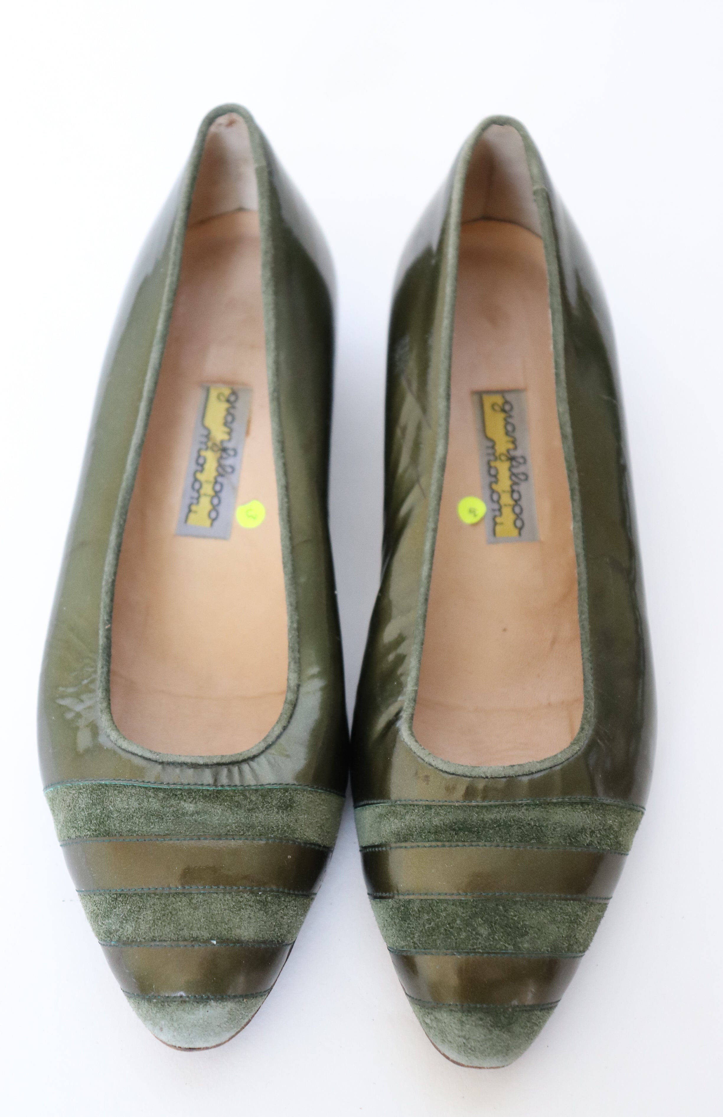 Green Wedge  Pumps - Vintage - Flat Leather Shoes Gianfilippo Moroni - Fit UK 3  / 36