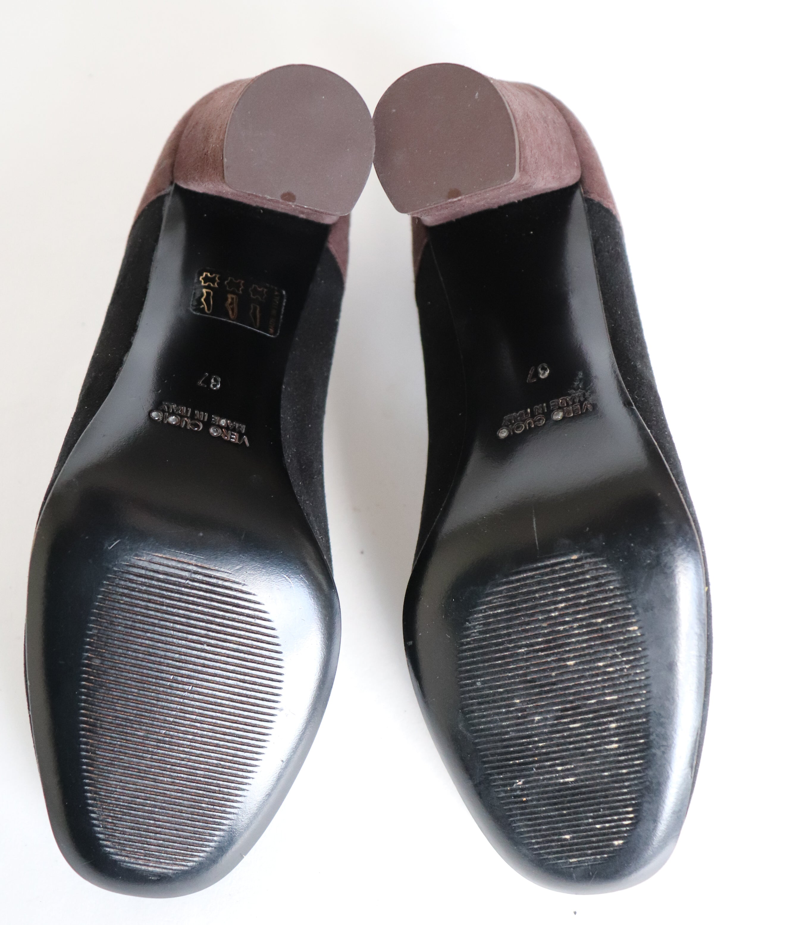 Mary-Jane Shoes - Block Heel - Black / Brown Suede - GUJA - UK 4 / 37