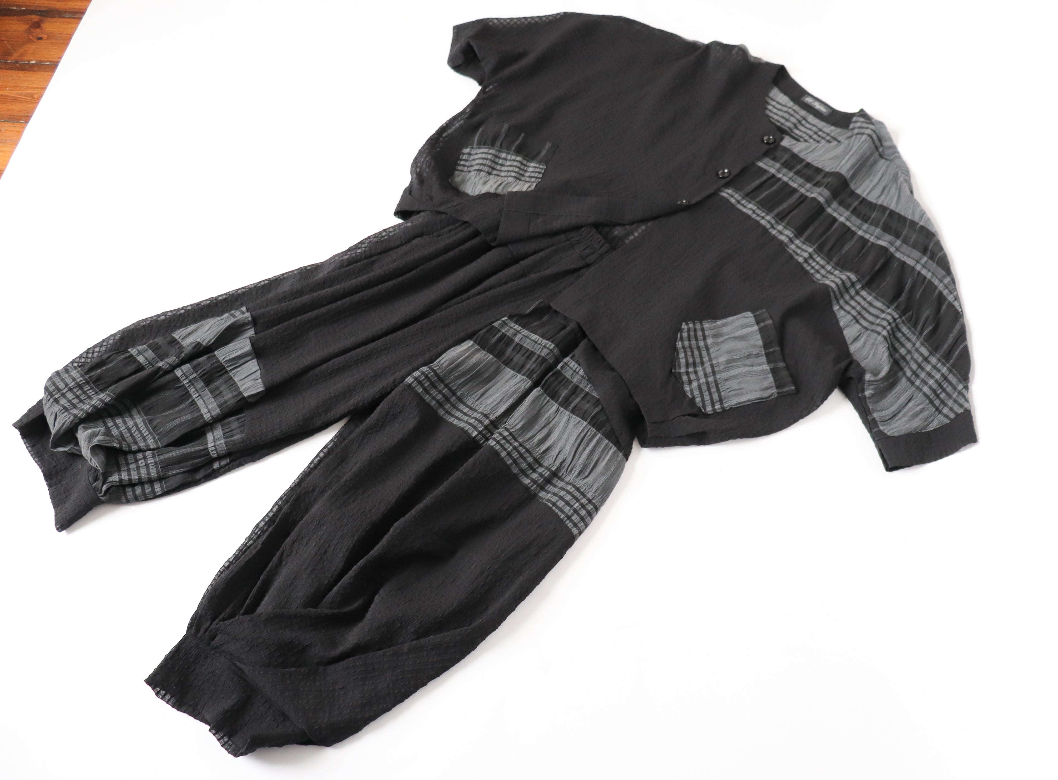 Harem Trouser Suit - Black - El Sujin- Japanese Designer Style - L / XL