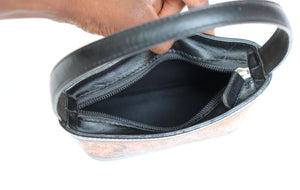 Small Top Handle Bag -  Thai Art - Tooled Leather - Tan Brown