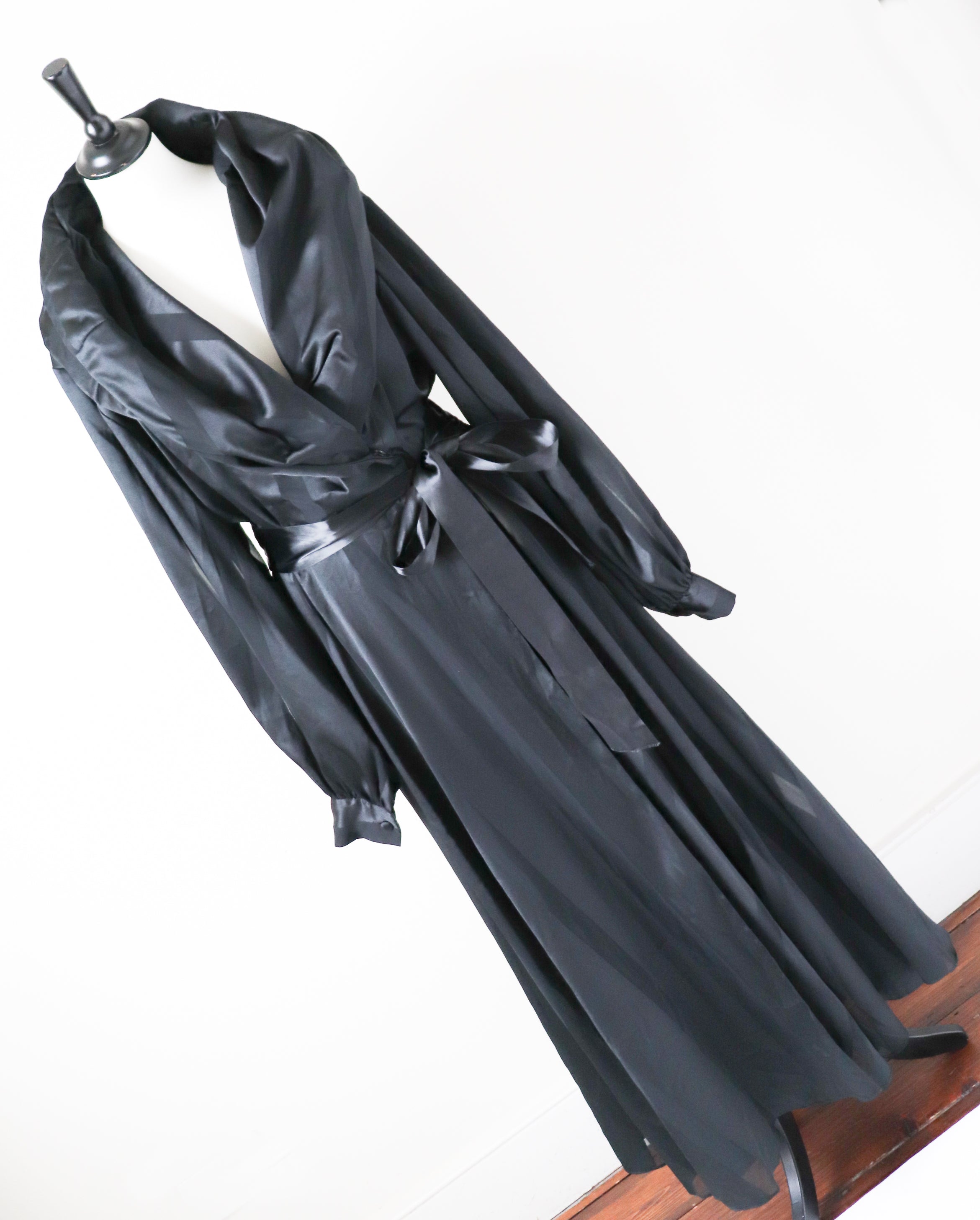 Kamali Evening Black Wrap Dress -  Ball Gown Vintage 1980s - Maxi - Fit M / UK 12