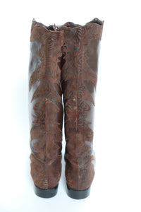 Sidonie Larizzi - Brown Leather Flat Boots - Long Boots - Fit UK 5.5 / 6 Narrow