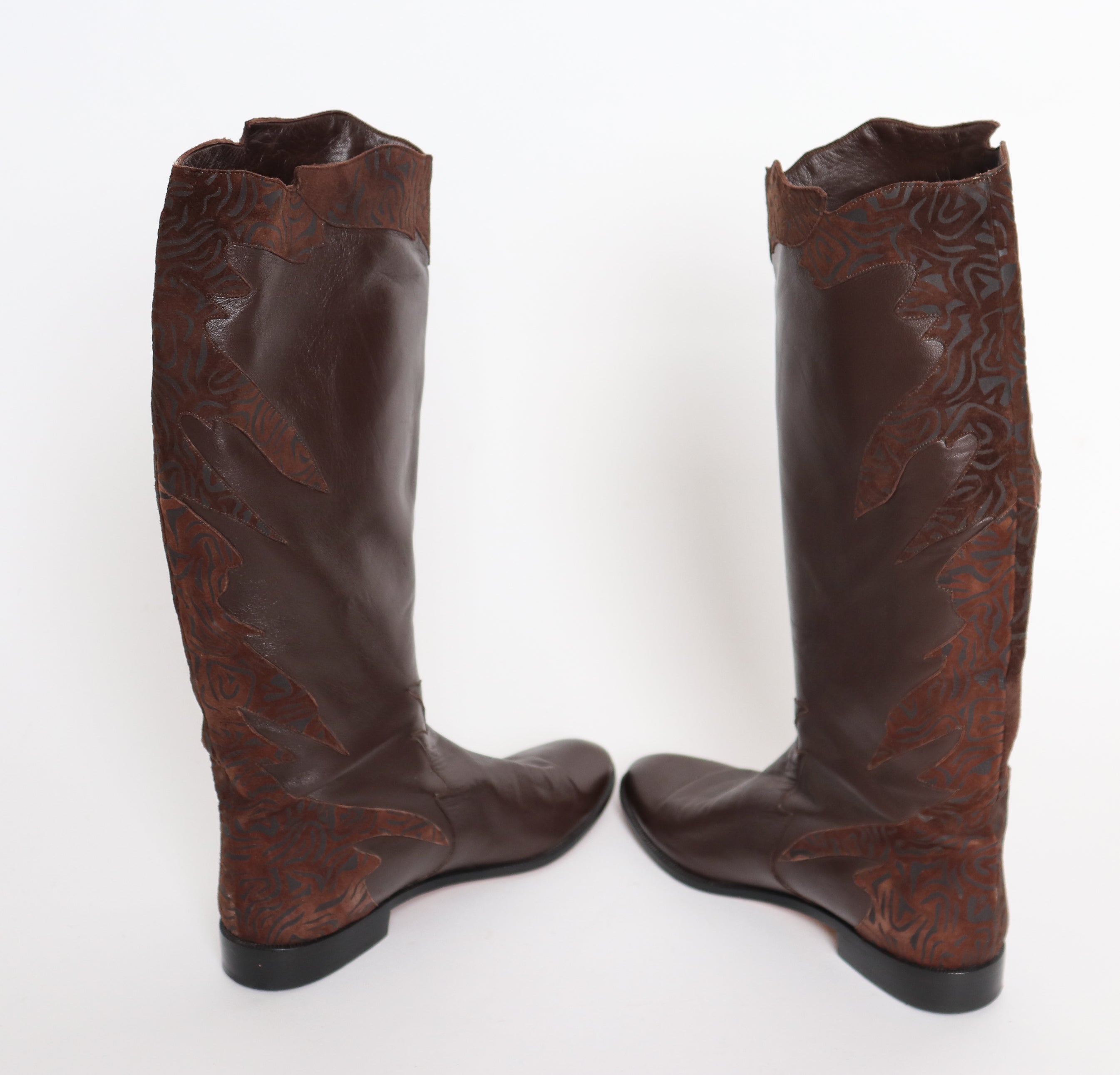 Sidonie Larizzi - Brown Leather Flat Boots - Long Boots - Fit UK 5.5 / 6 Narrow