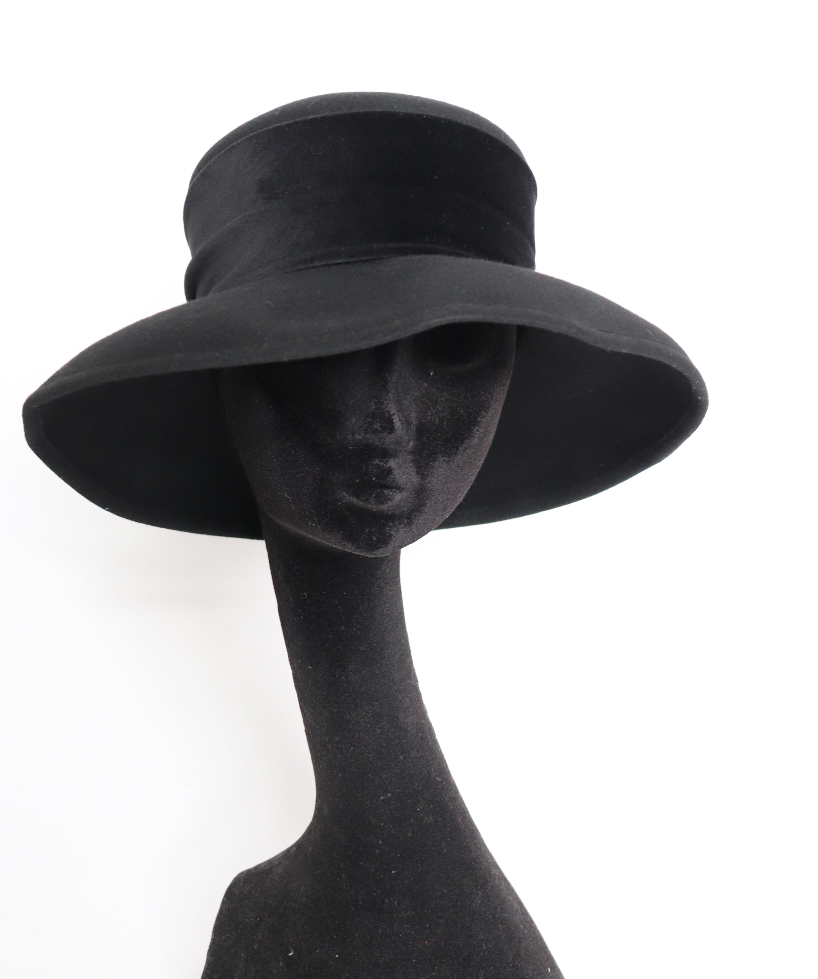 Black Wide Brim Hat  - 1990s -  Vintage Made in UK Accessorize - Large