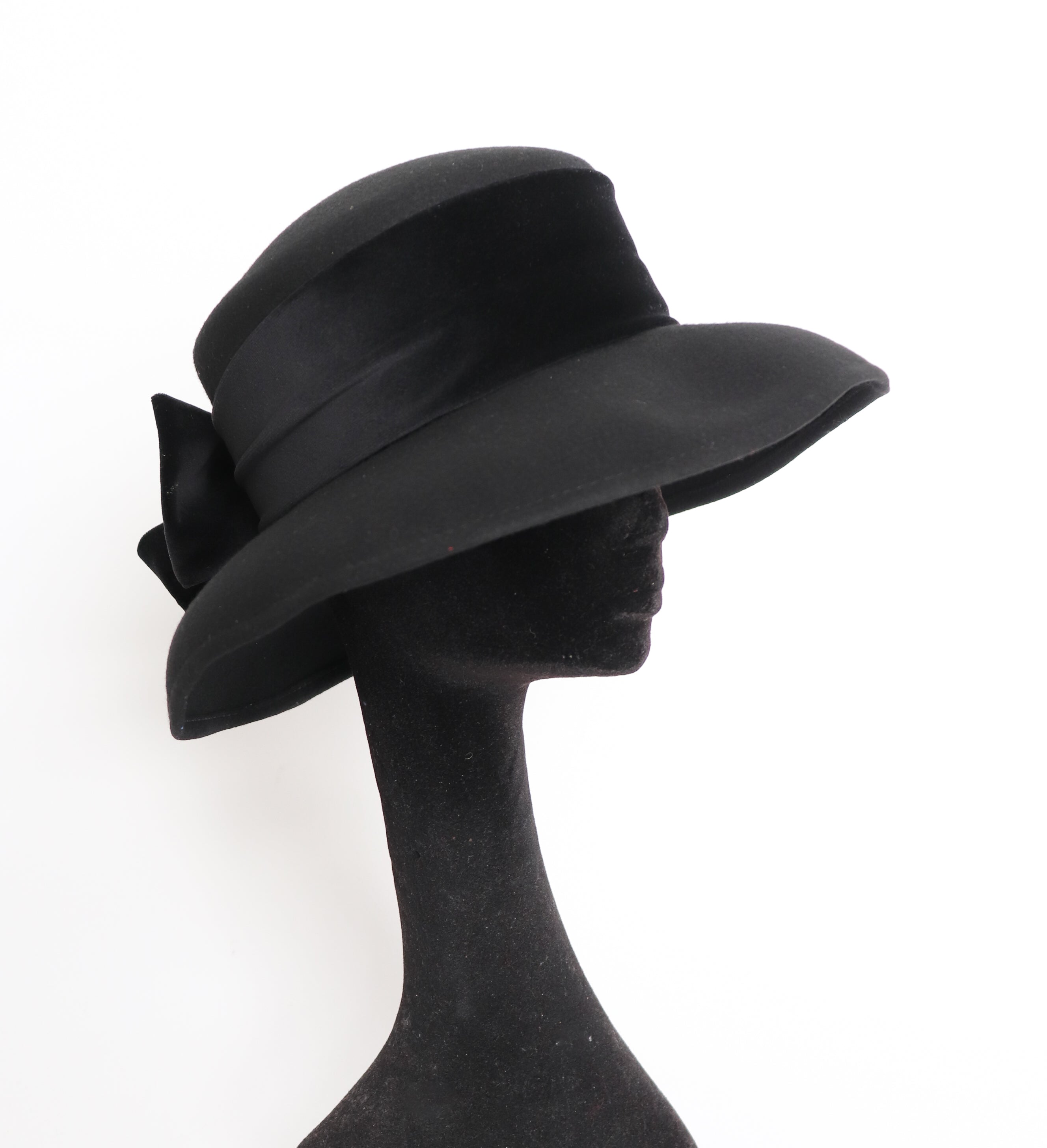 Black Wide Brim Hat  - 1990s -  Vintage Made in UK Accessorize - Large