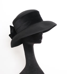 Black Wide Brim Hat  - 1990s -  Vintage Made in UK Accessorize - Large