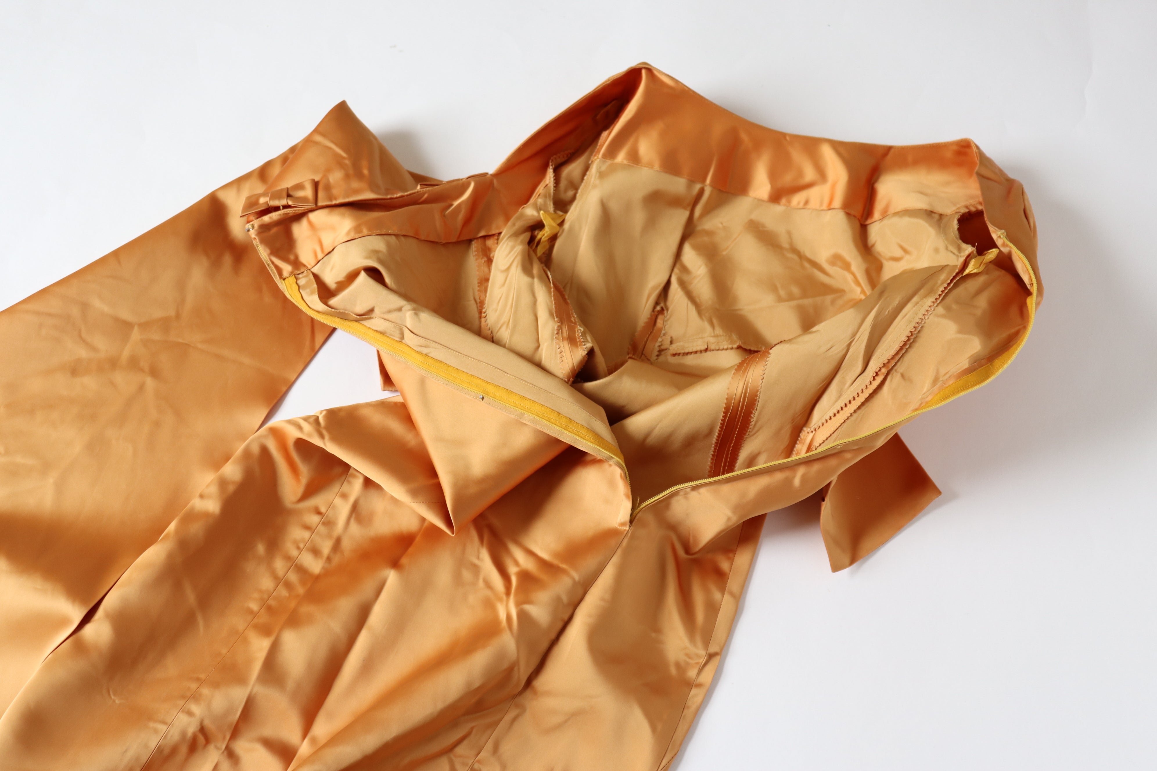 Vintage 1960s Evening Dress - Gold Satin Ball Gown - Fit  S / UK 10