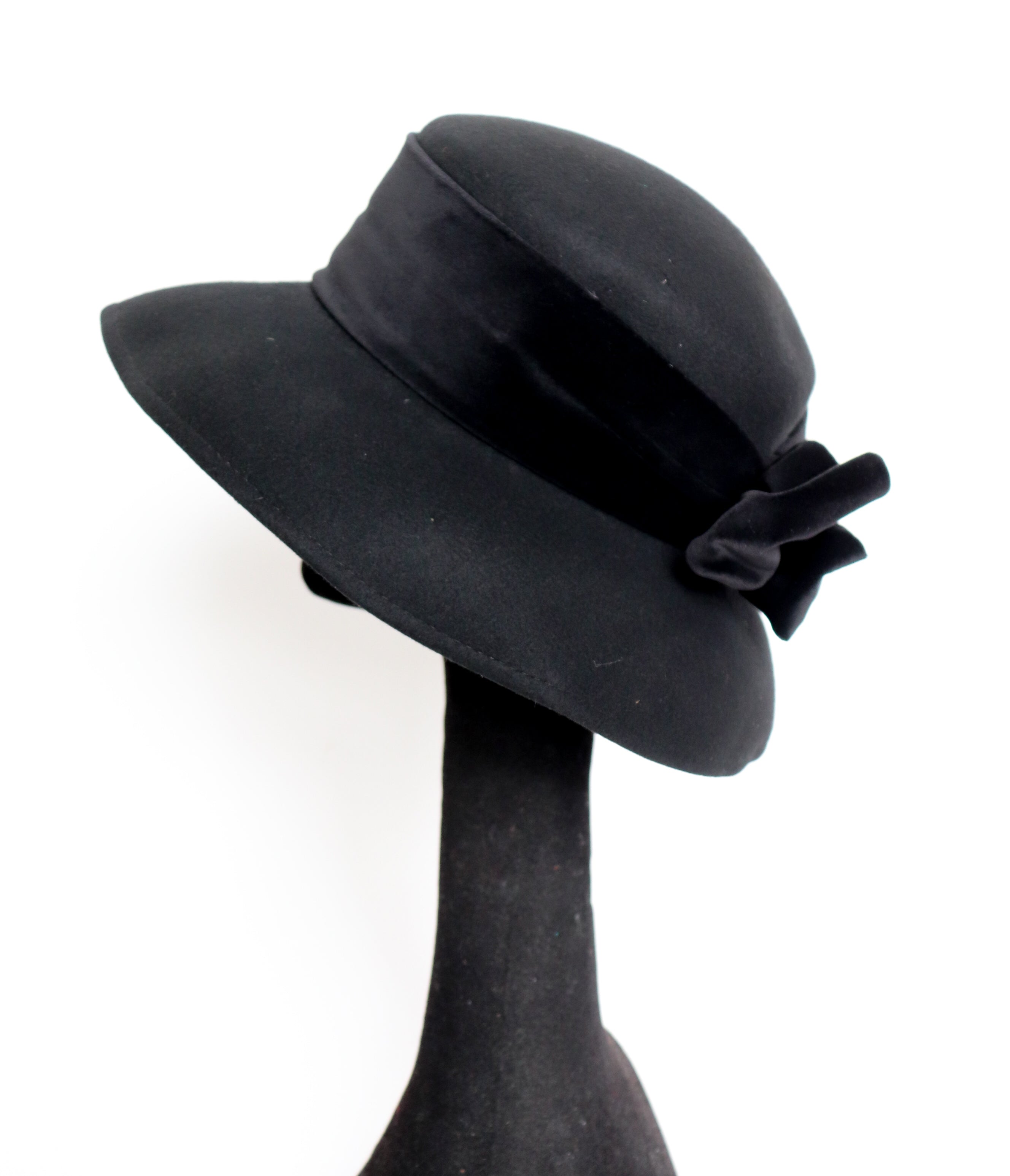 Black Wide Brim Hat  - 1990s -  Vintage Made in UK Accessorize - Large